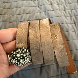 Anthropologie Tan Belt with Crystal Accent